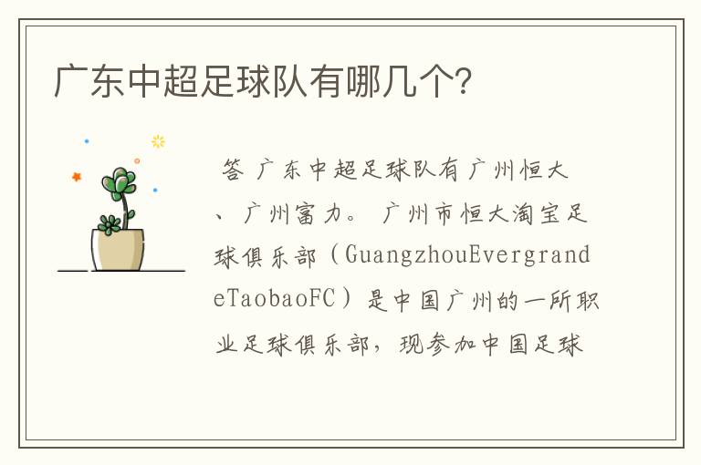 广东中超足球队有哪几个?