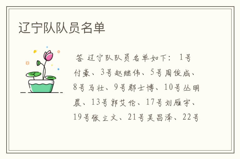 辽宁队队员名单