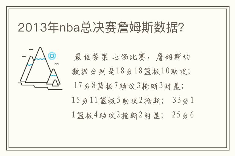 2013年nba总决赛詹姆斯数据?