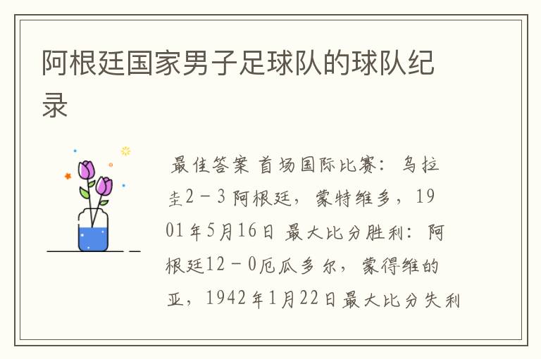 阿根廷国家男子足球队的球队纪录