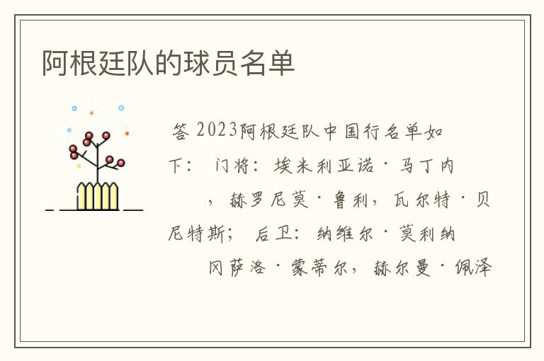 阿根廷队的球员名单