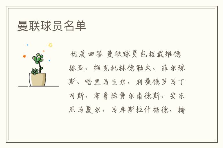 曼联球员名单
