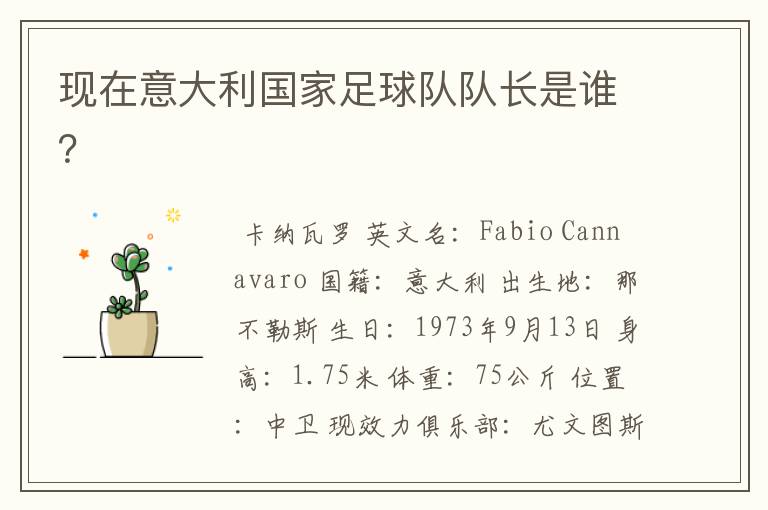 现在意大利国家足球队队长是谁?