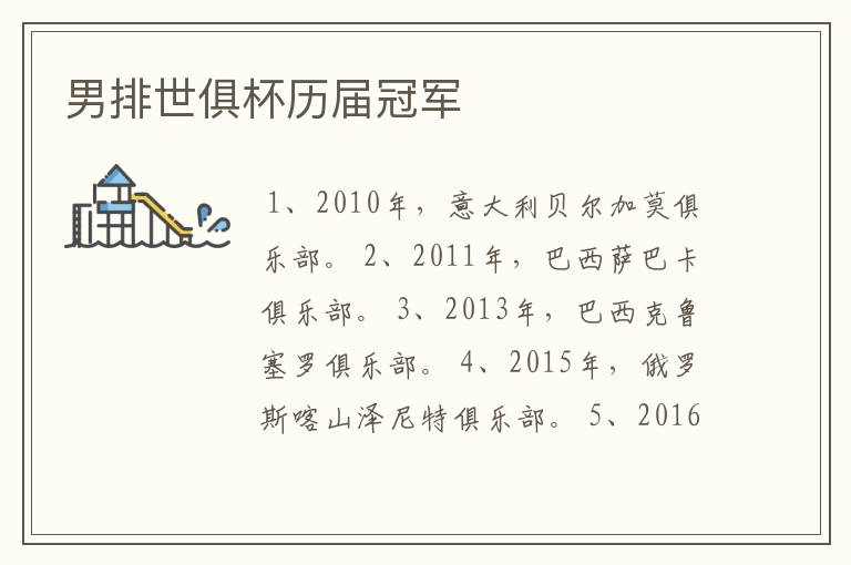 男排世俱杯历届冠军
