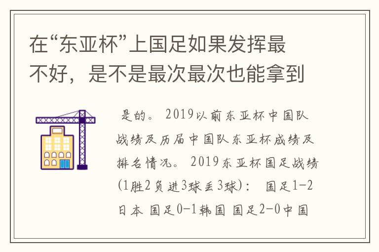 在“东亚杯”上国足如果发挥最不好,是不是最次最次也能拿到第四名的成绩?