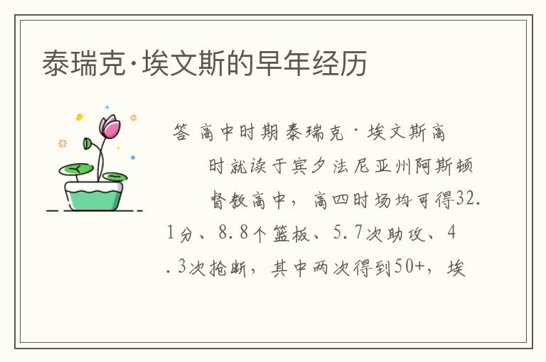 泰瑞克·埃文斯的早年经历