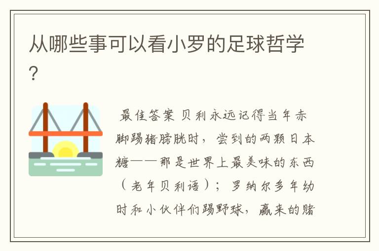 从哪些事可以看小罗的足球哲学?