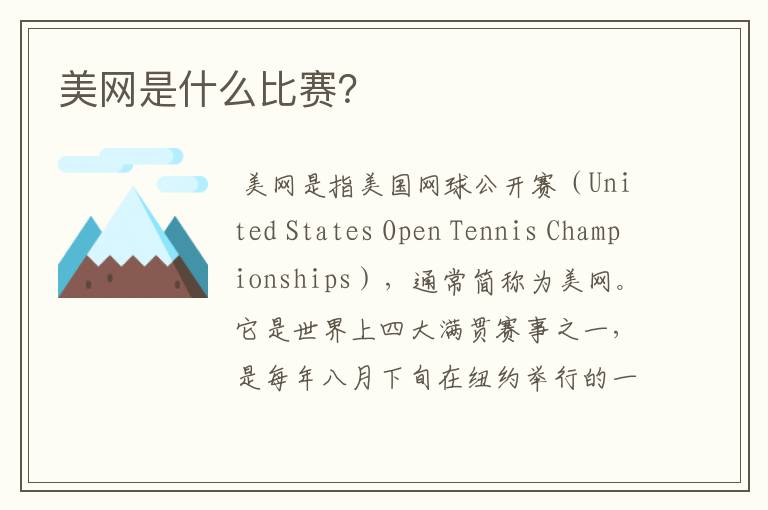 美网是什么比赛?