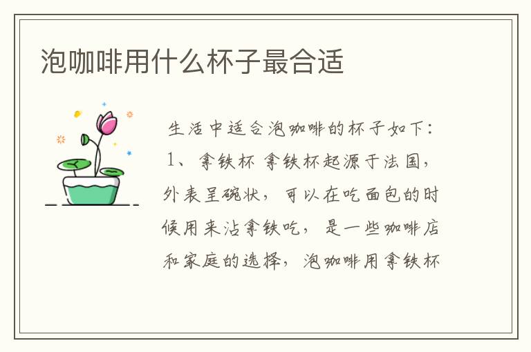 泡咖啡用什么杯子最合适