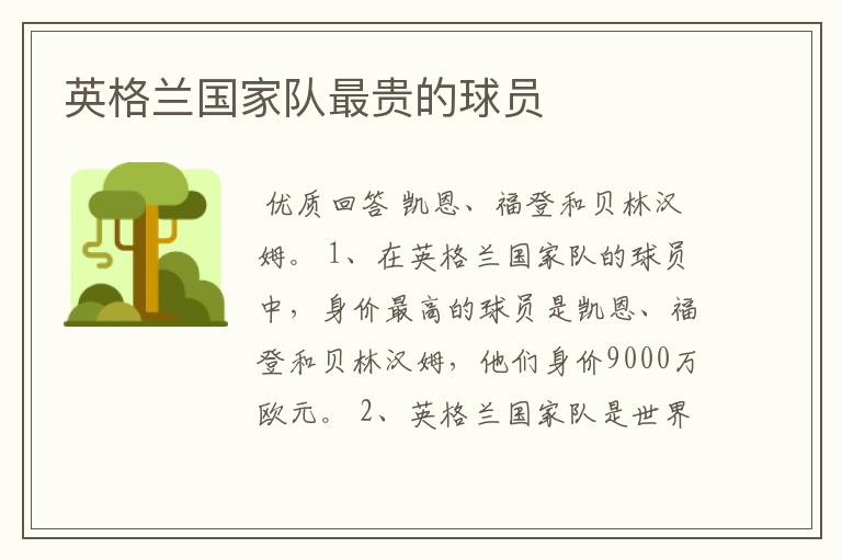 英格兰国家队最贵的球员