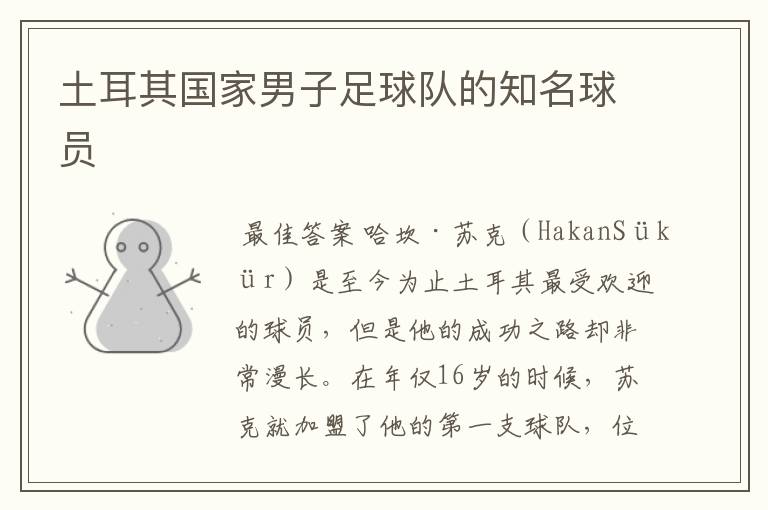 土耳其国家男子足球队的知名球员