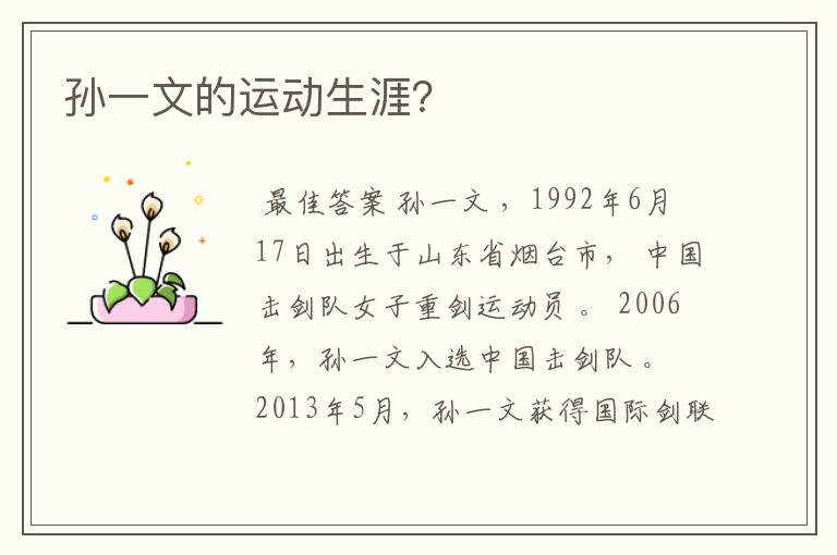 孙一文的运动生涯?