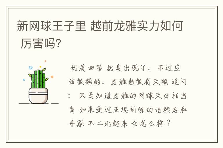 新网球王子里 越前龙雅实力如何 厉害吗?