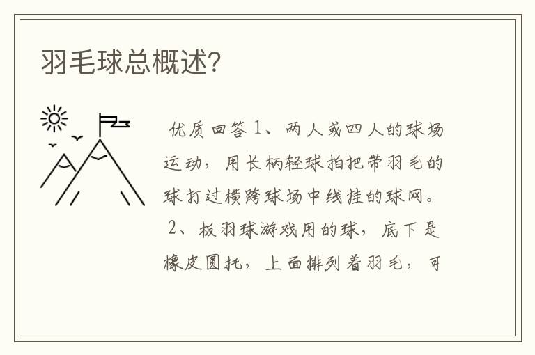 羽毛球总概述?