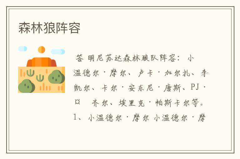 森林狼阵容