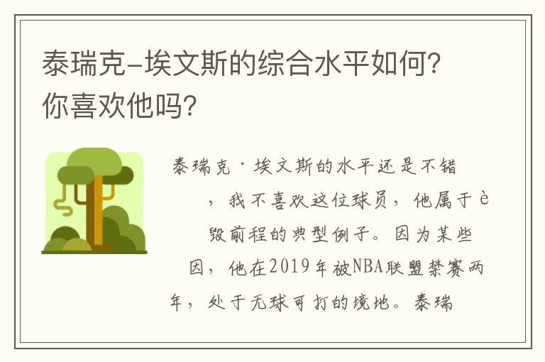 泰瑞克-埃文斯的综合水平如何?你喜欢他吗?