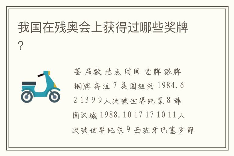 我国在残奥会上获得过哪些奖牌?
