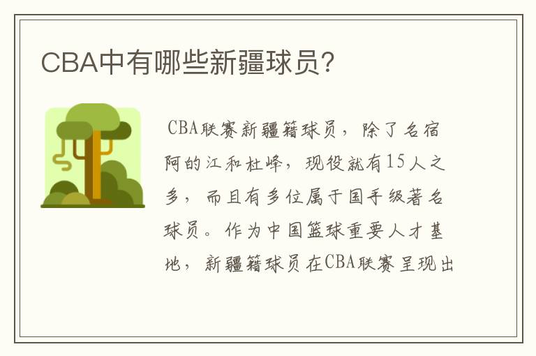 CBA中有哪些新疆球员?
