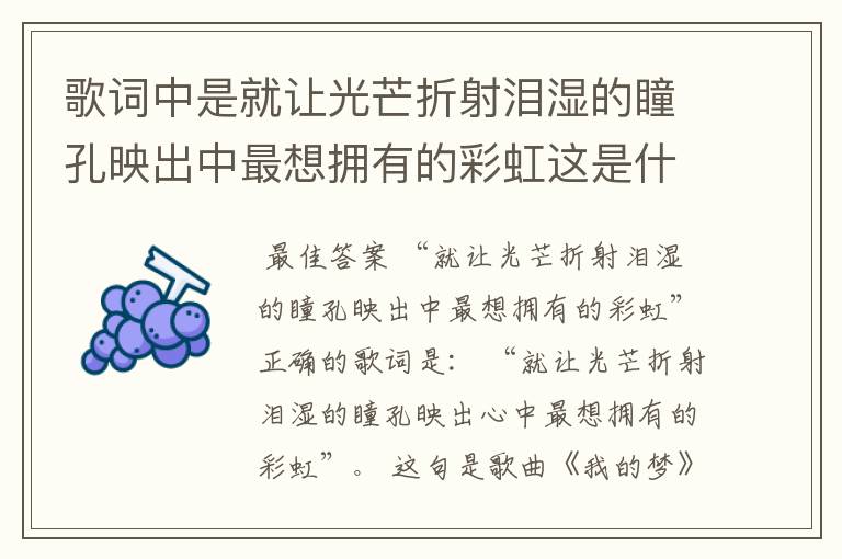 歌词中是就让光芒折射泪湿的瞳孔映出中最想拥有的彩虹这是什么歌