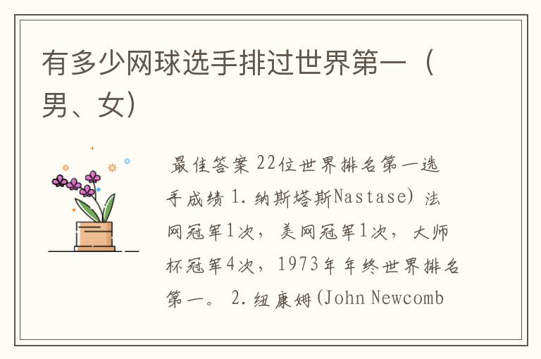 有多少网球选手排过世界第一(男、女)