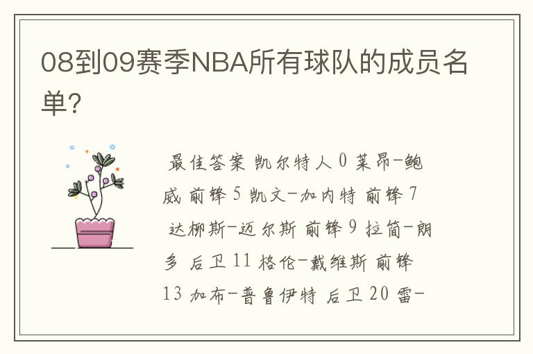 08到09赛季NBA所有球队的成员名单?