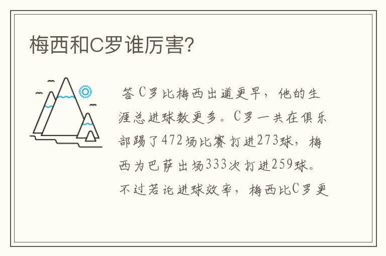 梅西和C罗谁厉害?