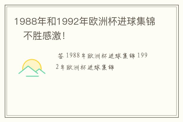 1988年和1992年欧洲杯进球集锦 不胜感激!