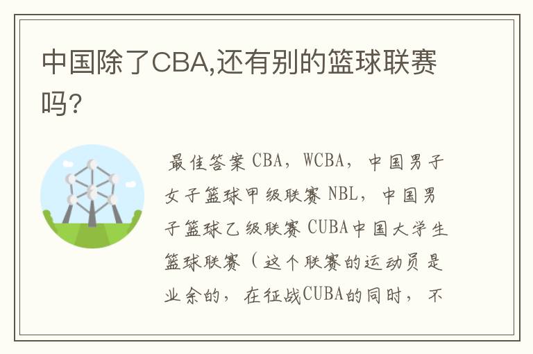 中国除了CBA,还有别的篮球联赛吗?
