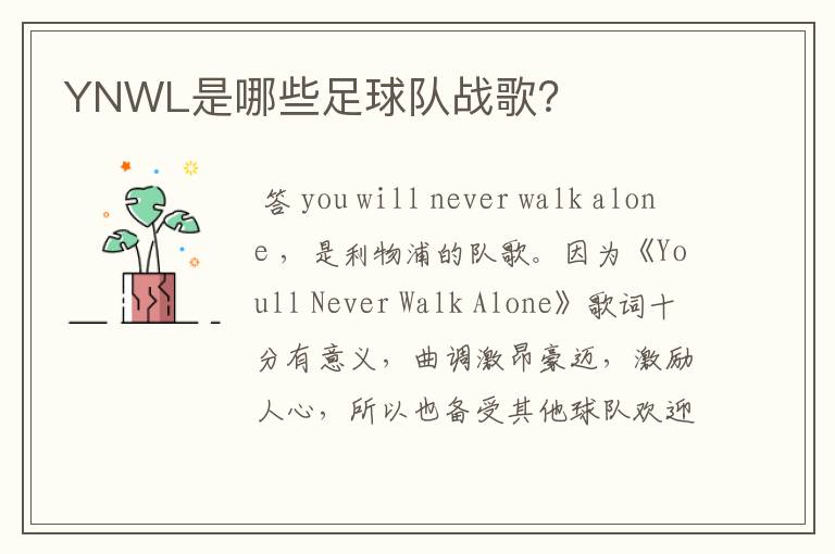 YNWL是哪些足球队战歌？