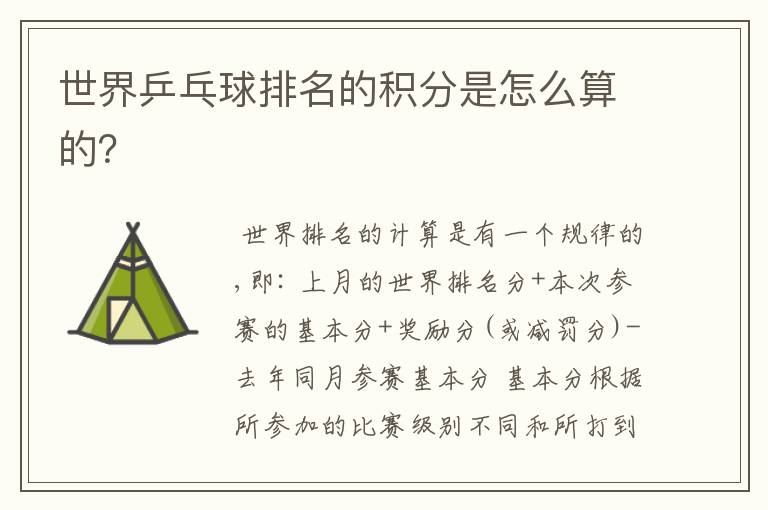 世界乒乓球排名的积分是怎么算的?