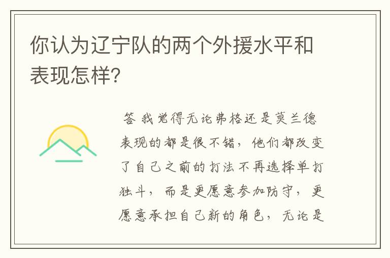 你认为辽宁队的两个外援水平和表现怎样?