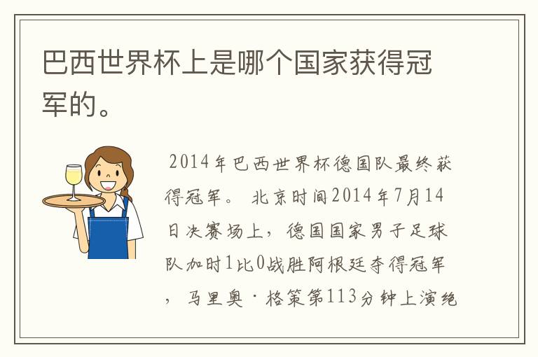 巴西世界杯上是哪个国家获得冠军的。