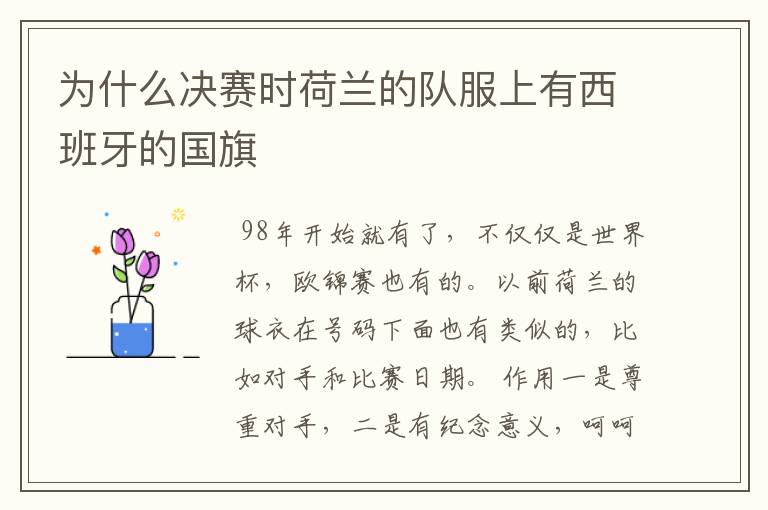 为什么决赛时荷兰的队服上有西班牙的国旗