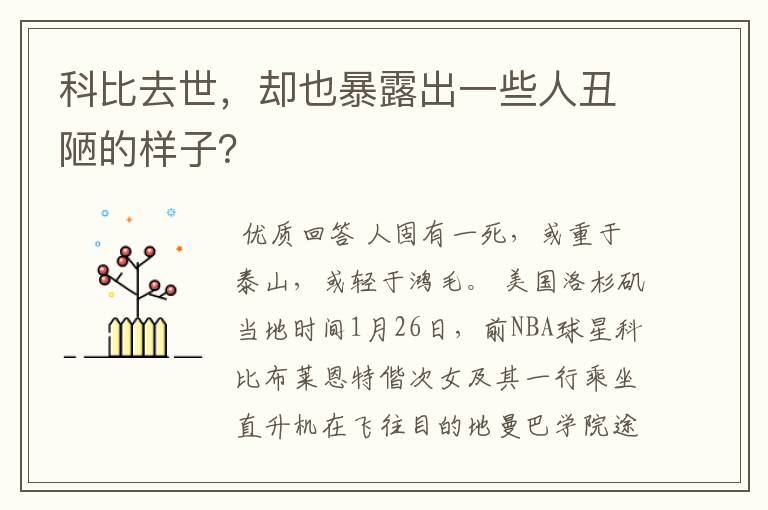 科比去世,却也暴露出一些人丑陋的样子?