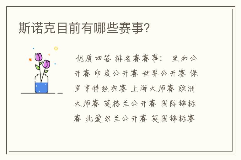 斯诺克目前有哪些赛事?