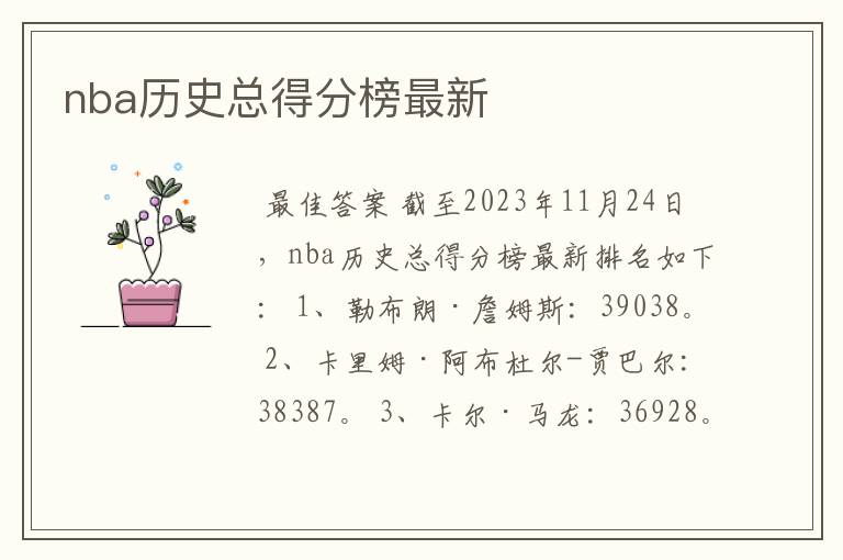nba历史总得分榜最新