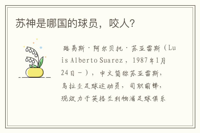 苏神是哪国的球员,咬人?