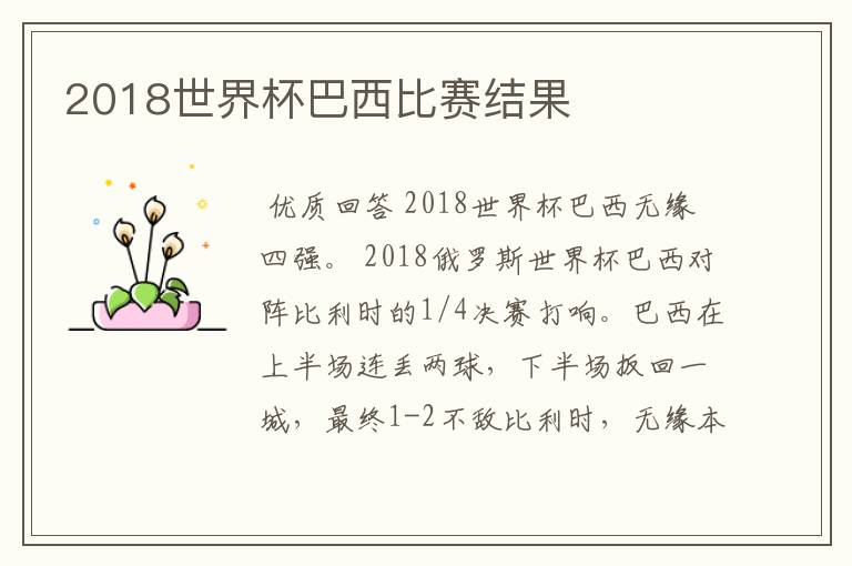 2018世界杯巴西比赛结果