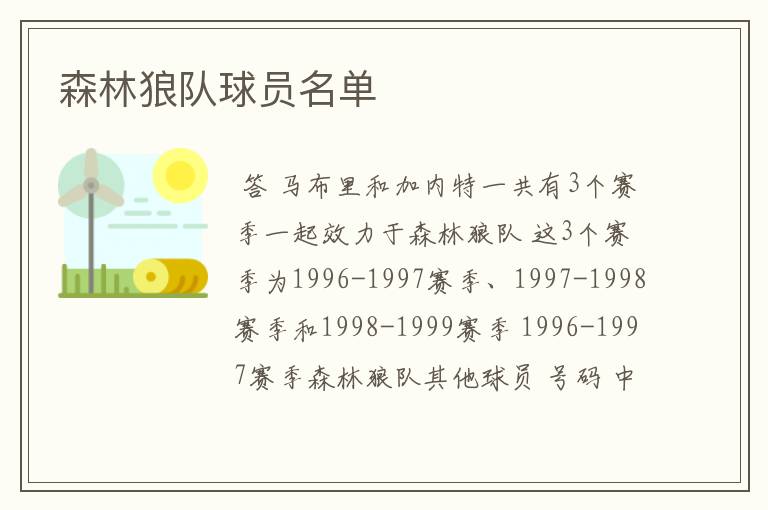 森林狼队球员名单