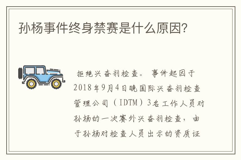 孙杨事件终身禁赛是什么原因?