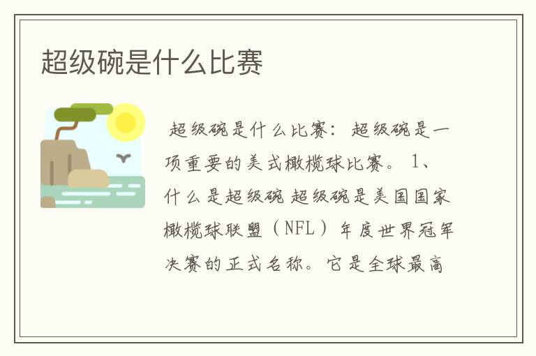 超级碗是什么比赛