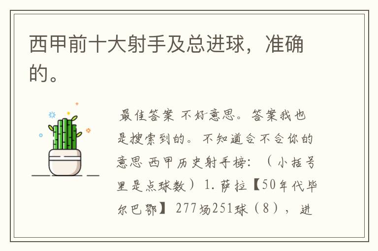 西甲前十大射手及总进球,准确的。