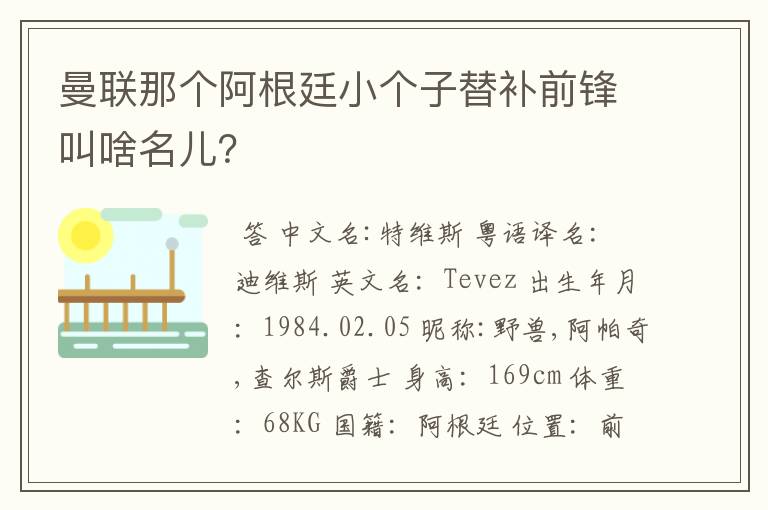 曼联那个阿根廷小个子替补前锋叫啥名儿?