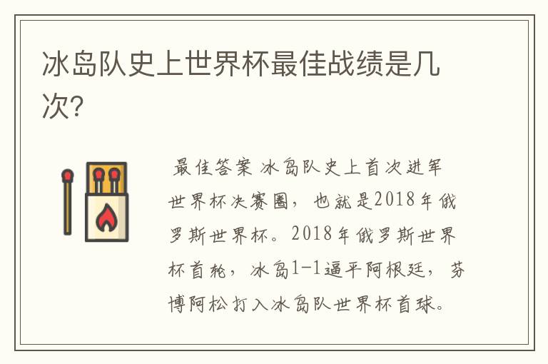 冰岛队史上世界杯最佳战绩是几次?