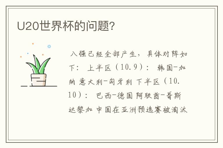 U20世界杯的问题?