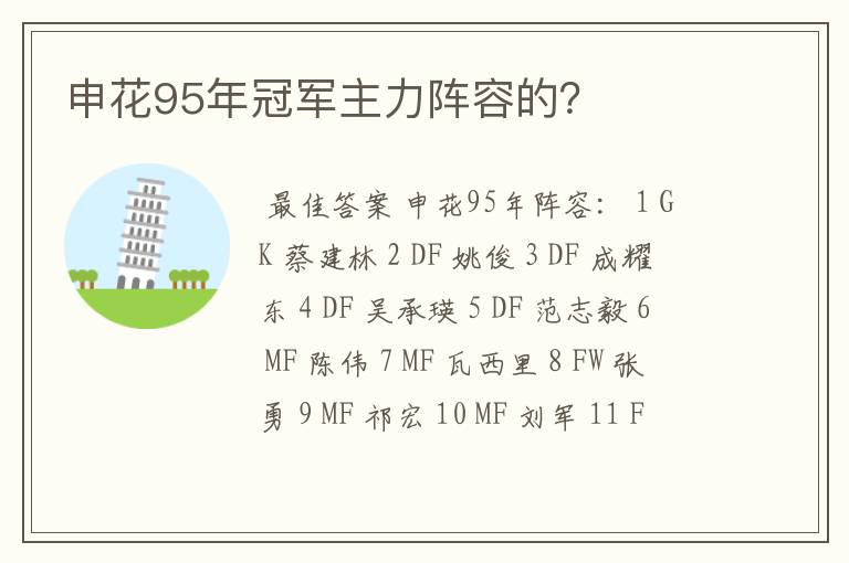 申花95年冠军主力阵容的?