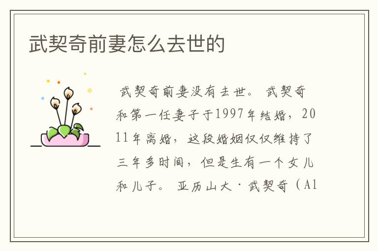 武契奇前妻怎么去世的