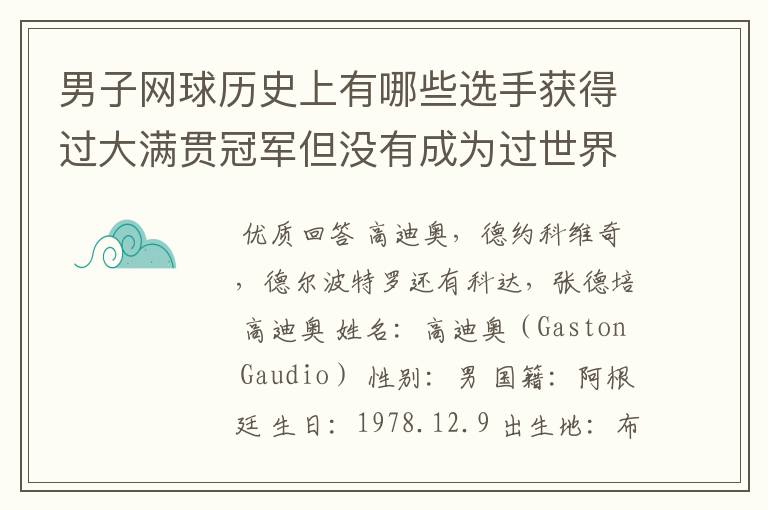 男子网球历史上有哪些选手获得过大满贯冠军但没有成为过世界排名第一的选手?