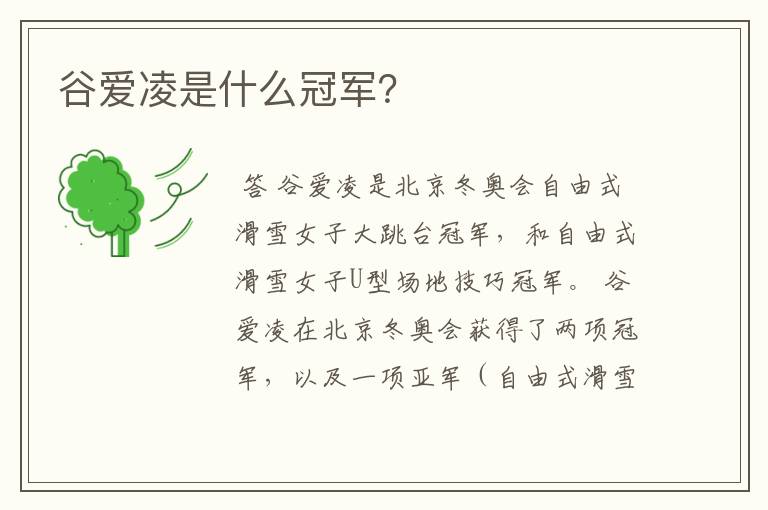 谷爱凌是什么冠军?