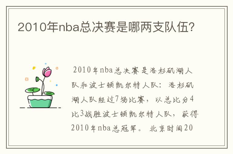 2010年nba总决赛是哪两支队伍?
